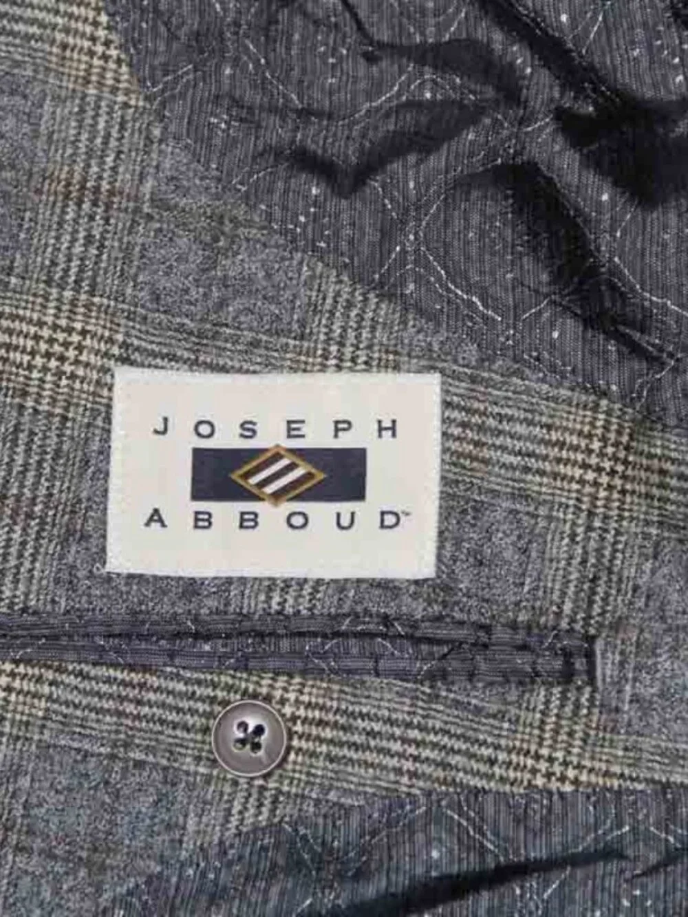 Joseph Abboud REDA Wool Flannel Blazer Gray Brown Cream Plaid Men's Size 48L